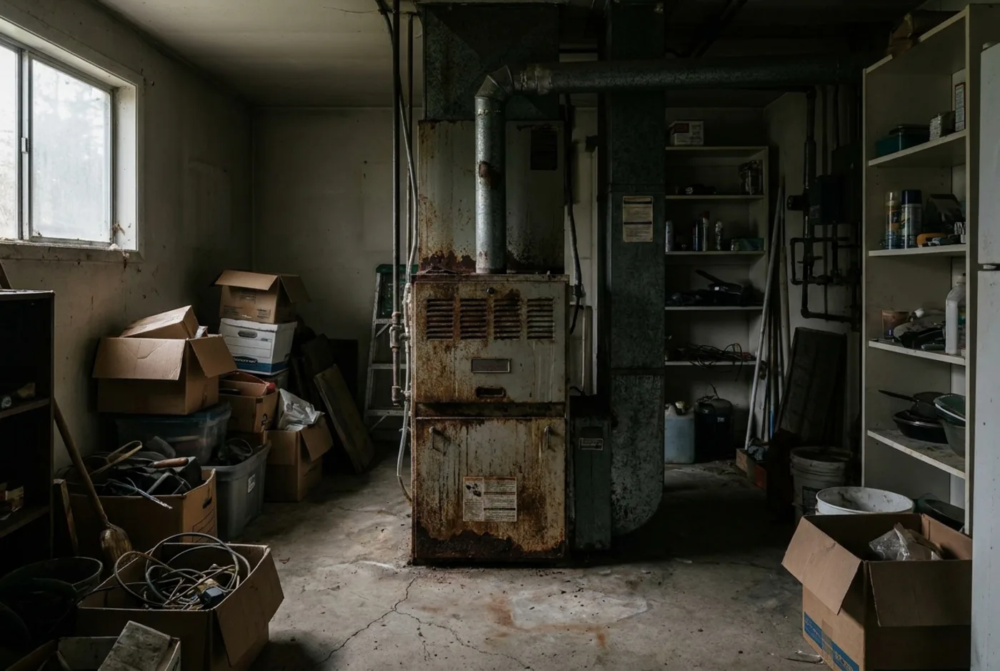 An aging furnace nearing the end of its life.
