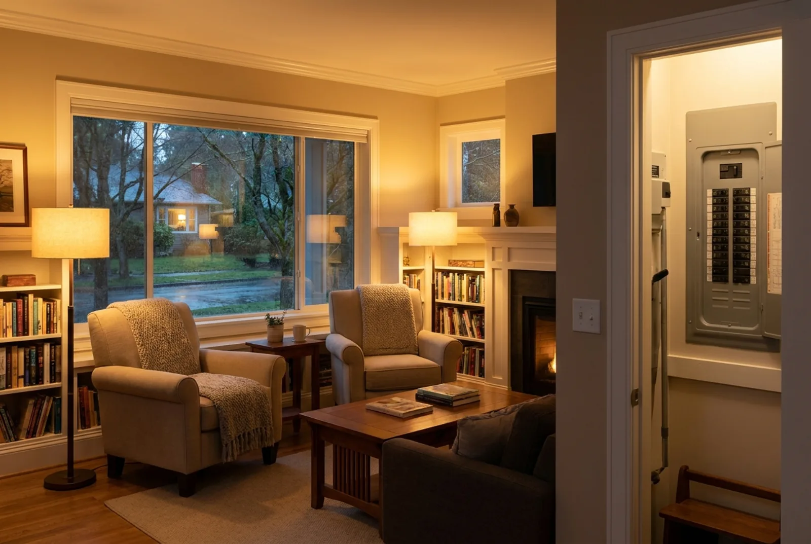 A Black Lotus electrician arriving at a Seattle area home